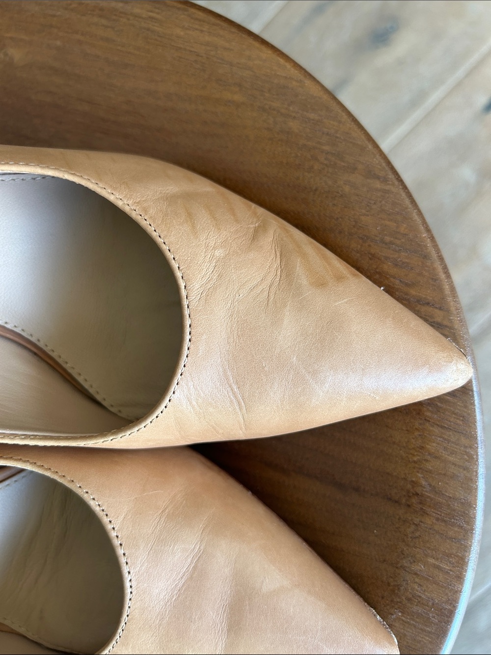 ANTONIO MELANI Nude/Tan Pointed-Toe Leather Pumps - Picture 3 of 9